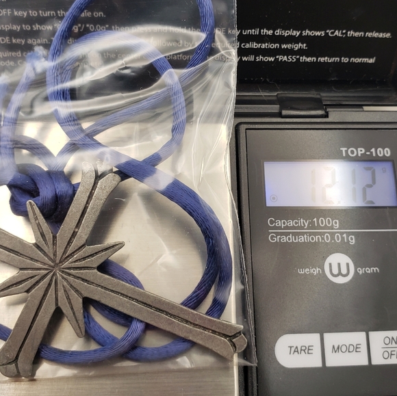 Vintage Silver Cross Crucifix Pendant On Blue Cord 3x2 - Picture 4 of 5